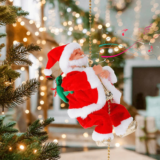 Papá Noel Escalador con Cuerda Dorada