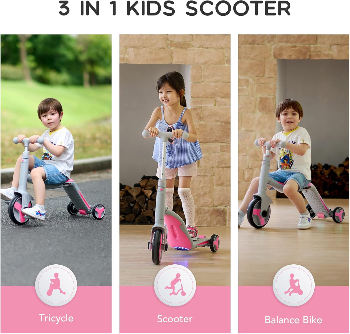 Scooter 3 en 1 Evolutivo con Música e Iluminación