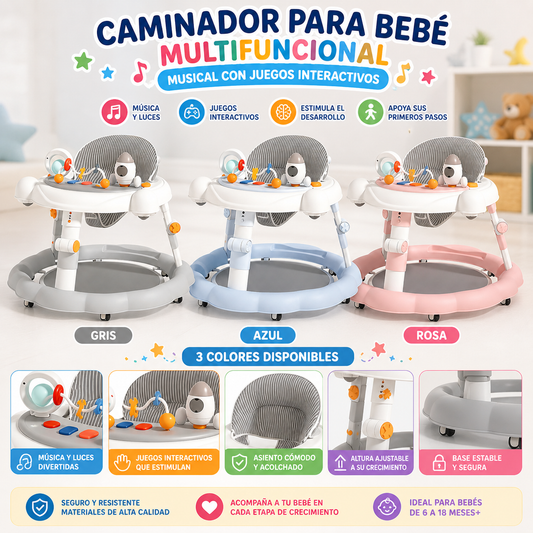 Caminador para Bebé Multifuncional con Juegos Interactivos