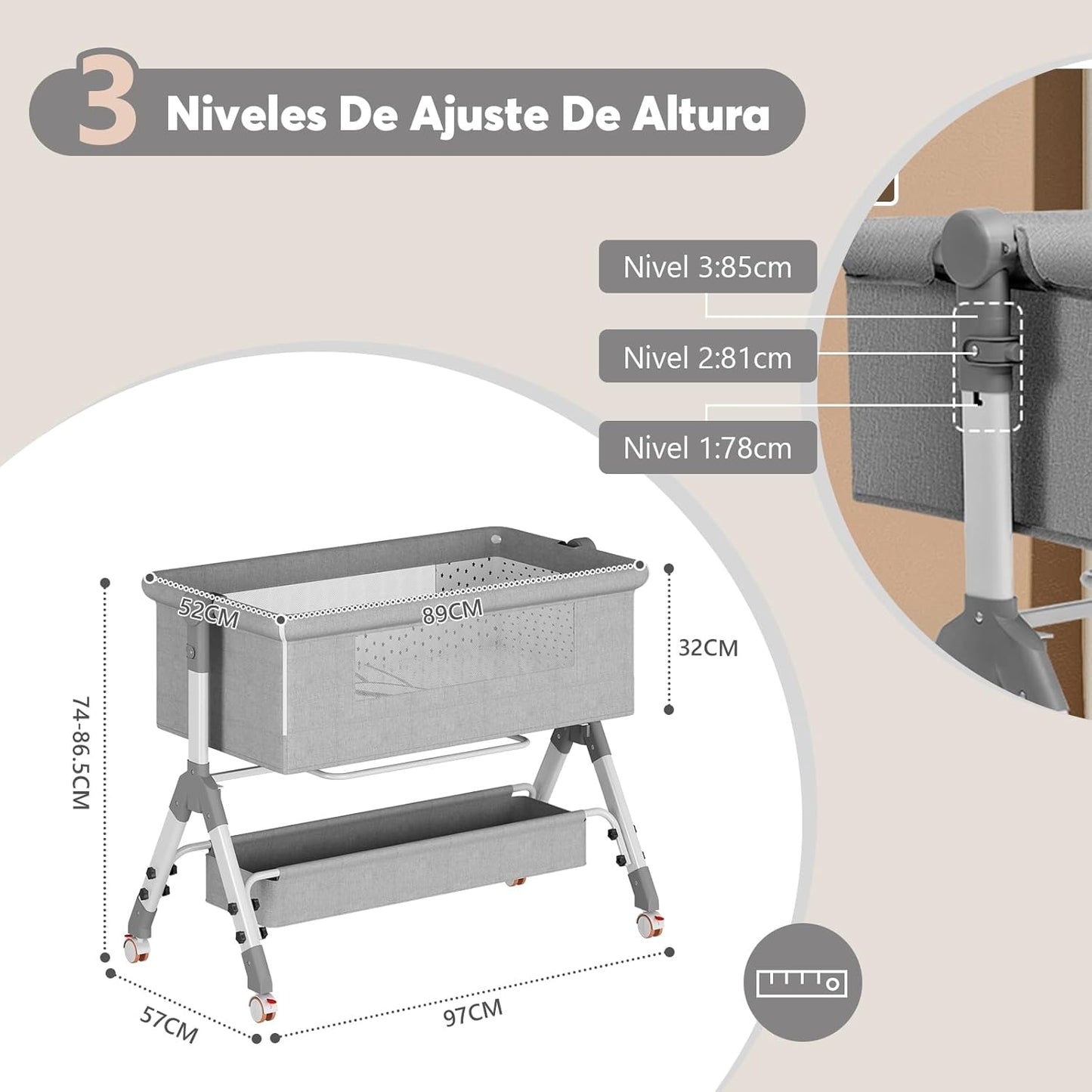 Corral Cuna Colecho Moisés 3 en 1