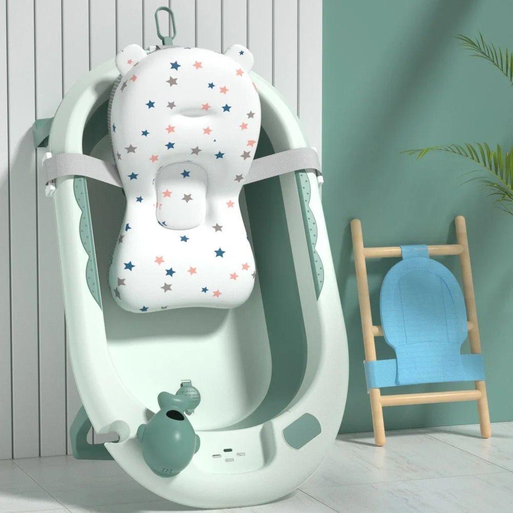 Bañera Plegable con Termómetro Integrado y Cojín de Apoyo