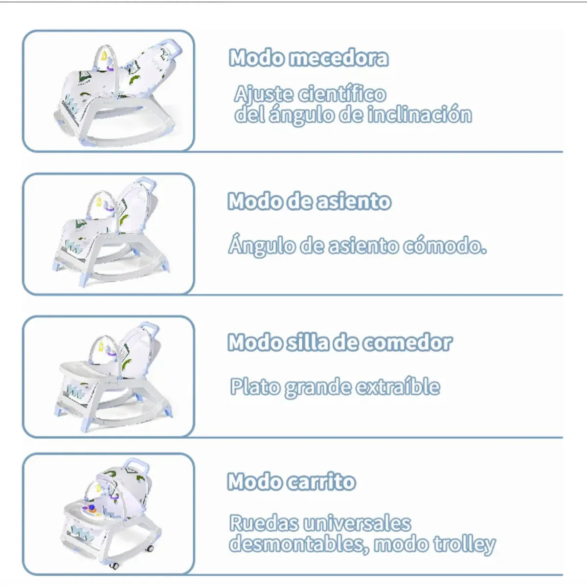Silla Mecedora 5 En 1 Con Ruedas